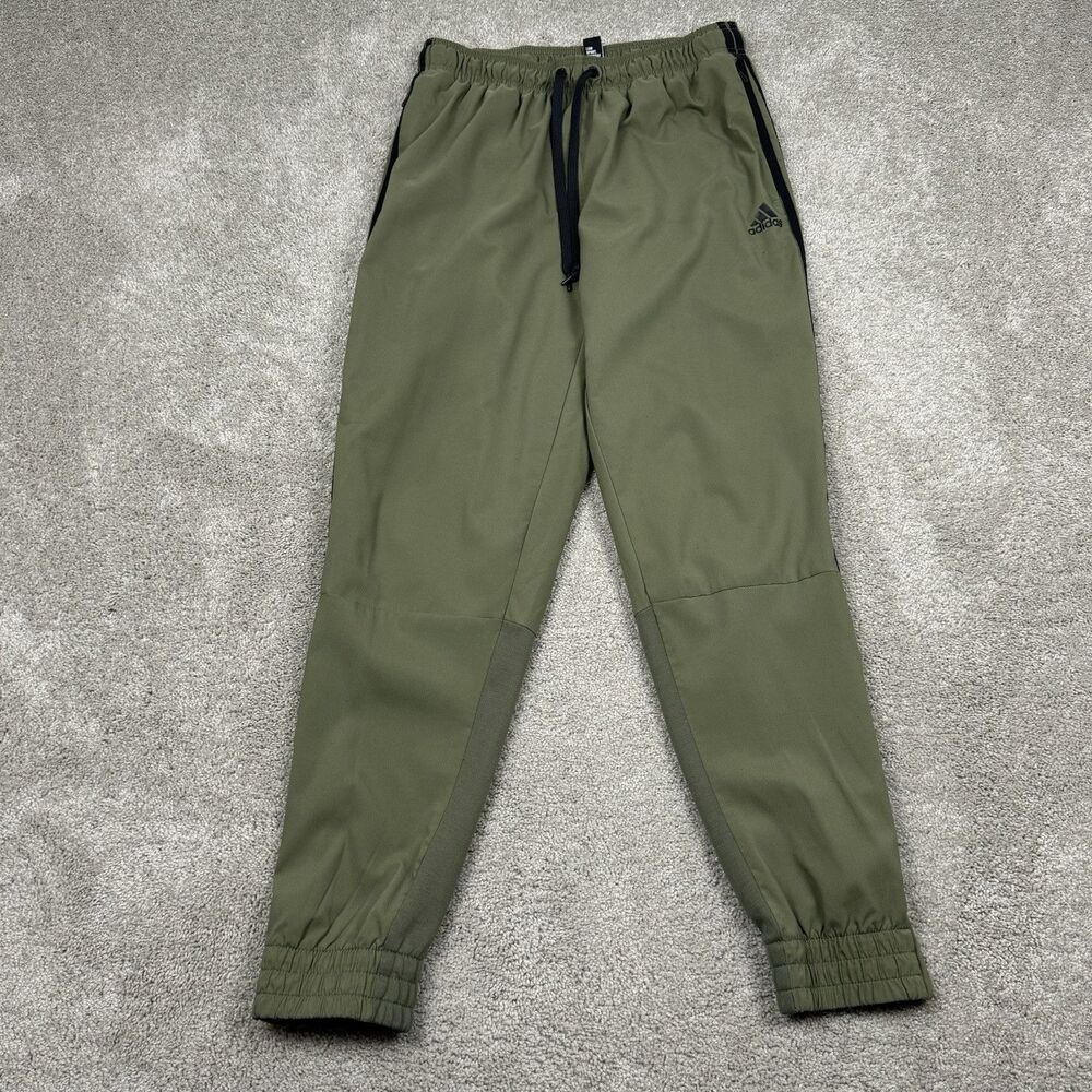 Adidas Track Pants Joggers Size Large Men’s Olive Green Ankle Zip Cuffed Soccer